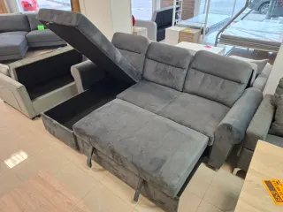 SofáCama Chaise Long Gris Tela Outlet Nuevo
