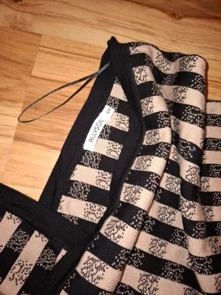 Vestido Midi Rayas Beige y Negro