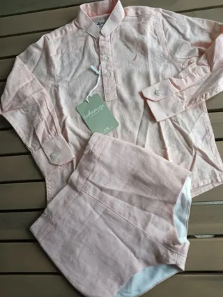 Conjunto ranita y camisa lino.