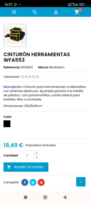 Cinturón de herramientas negro y amarillo