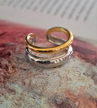 Anillo Plata Ley Doble Aro Ajustable