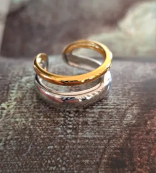 Anillo Plata Ley Doble Aro Ajustable