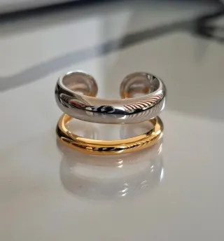 Anillo Plata Ley Doble Aro Ajustable