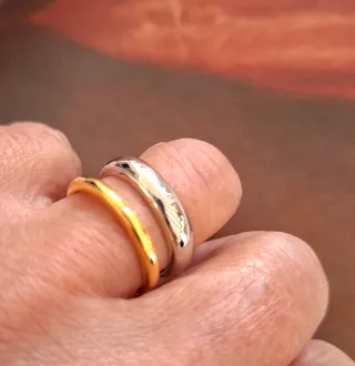 Anillo Plata Ley Doble Aro Ajustable