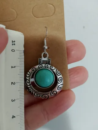 Orecchini rotondi argento e turchese