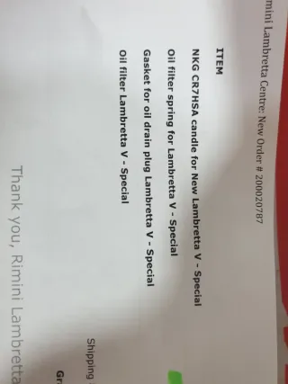 Lote recambios Lambretta V125 Special