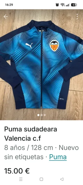 Chaqueta Puma Valencia C.F. Talla 8 años