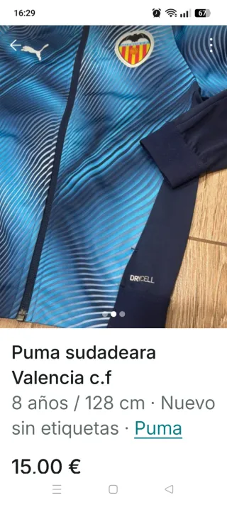 Chaqueta Puma Valencia C.F. Talla 8 años