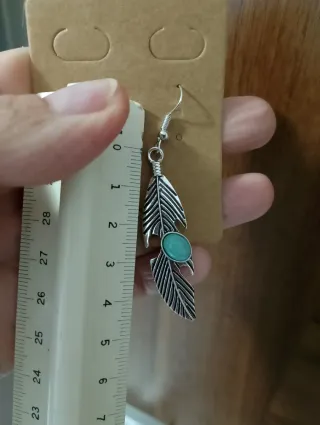 Orecchini pendenti foglia argento e turchese