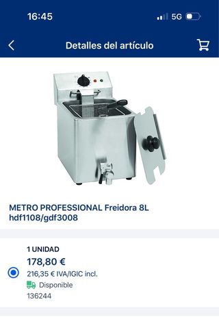 Freidora Profesional Metro 8L