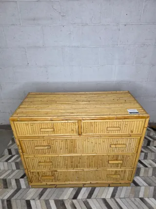 Cómoda vintage caña bambú años 70