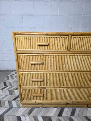 Cómoda vintage caña bambú años 70