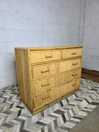Cómoda vintage caña bambú años 70