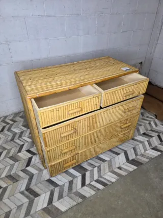 Cómoda vintage caña bambú años 70