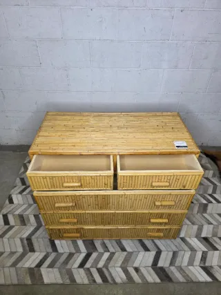 Cómoda vintage caña bambú años 70