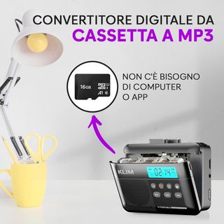 KLIM K7 Convertitore Lettore  Cassette e MP3 NUOVO
