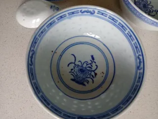 Set 6 Ciotole Riso Porcellana Vintage Blu