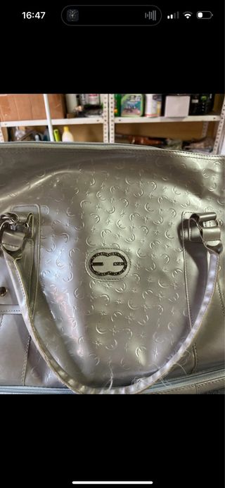 Bolsa de viaje plateada grande