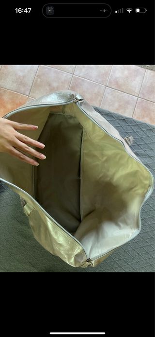 Bolsa de viaje plateada grande