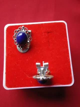 Pendientes antiguos plata filigrana azul