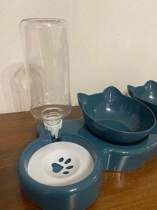 Erogatore Acqua + 2 Ciotole Gatto Blu