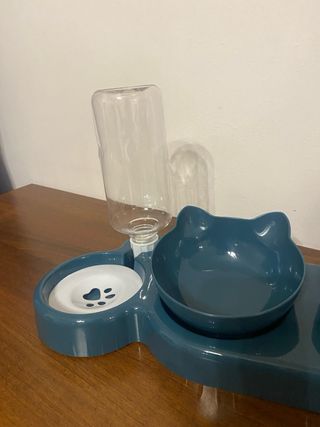 Erogatore Acqua + 2 Ciotole Gatto Blu