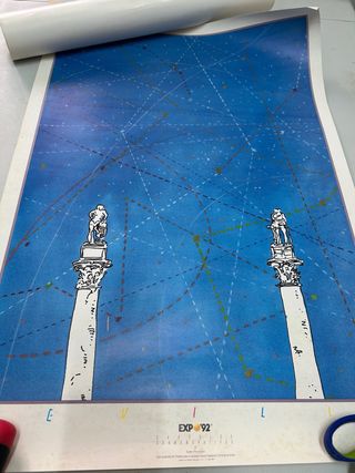Cartel Original Sevilla Expo'92 Columnas