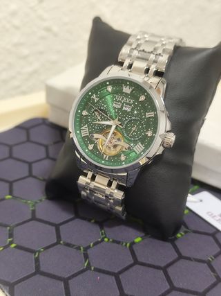 Reloj Olevs Automático Hombre Verde Plata