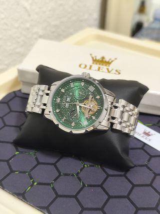 Reloj Olevs Automático Hombre Verde Plata