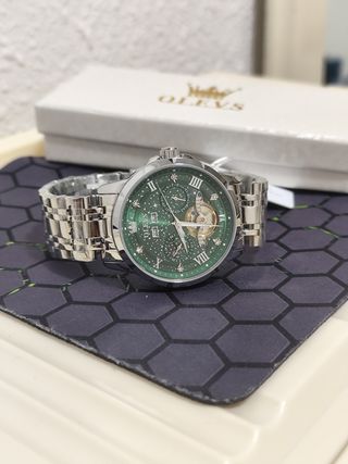 Reloj Olevs Automático Hombre Verde Plata