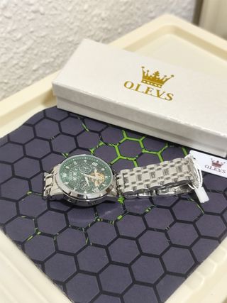 Reloj Olevs Automático Hombre Verde Plata