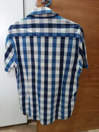 Camisa de cuadros hombre azul y blanco