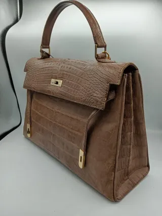 Borsa Kelly coccodrillo marrone