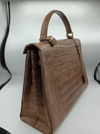 Borsa Kelly coccodrillo marrone