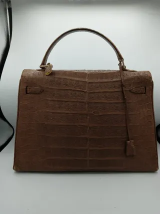 Borsa Kelly coccodrillo marrone