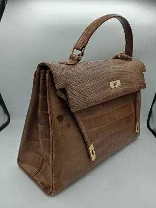 Borsa Kelly coccodrillo marrone