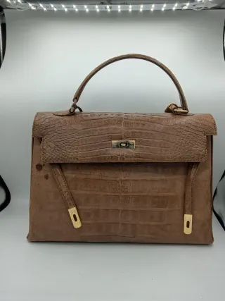 Borsa Kelly coccodrillo marrone