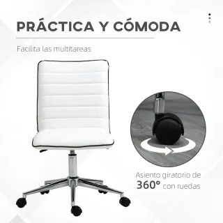 Silla de Oficina Giratoria Ajustable Blanca