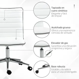 Silla de Oficina Giratoria Ajustable Blanca
