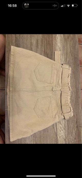 Falda vaquera beige mini talla S