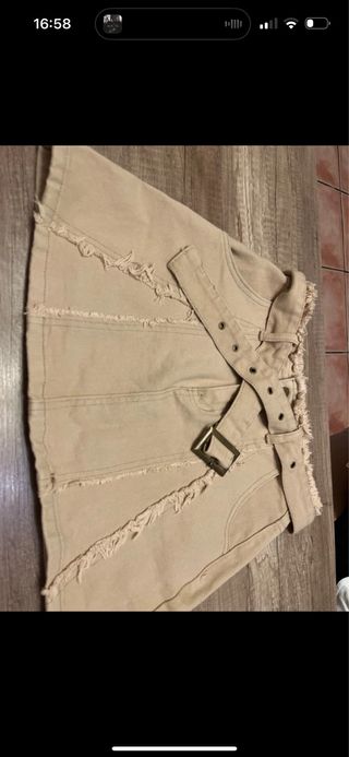 Falda vaquera beige mini talla S