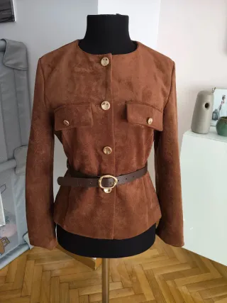 Blazer efecto ante con cinturón