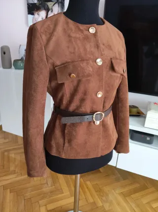 Blazer efecto ante con cinturón