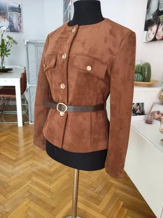 Blazer efecto ante con cinturón