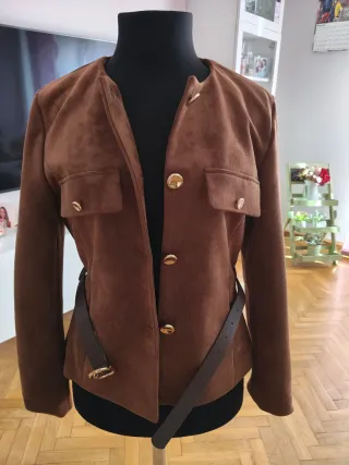 Blazer efecto ante con cinturón