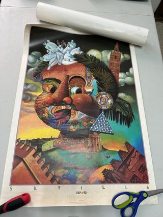 Cartel Expo '92 Sevilla Diseño Artístico Multicol