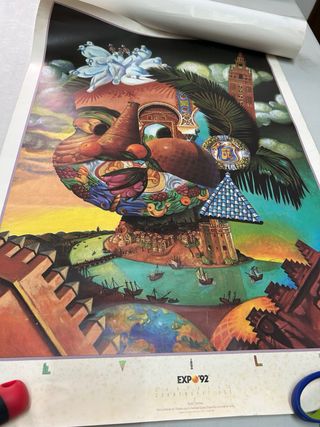 Cartel Expo '92 Sevilla Diseño Artístico Multicol