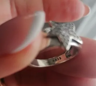 Anello fascia argento S925 con stella e zirconi