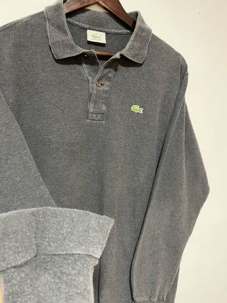 Polo Lacoste Gris Manga Larga Talla L