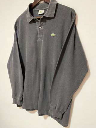 Polo Lacoste Gris Manga Larga Talla L